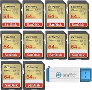 SanDisk 64GB Extreme SD Card (10 Pack) SDXC Memory Cards Compatible Browning Defender Pro Series Trail Cameras (SDSDXV2-064G-GNCIN) Bundle with (1) Everything But Stromboli 3.0 Micro &amp; SD Card Reader