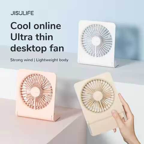 JISULIFE Mini Portable Fan Desktop Fan USB Charging Quiet Foldable Hanging Standing Cooling Fan for 