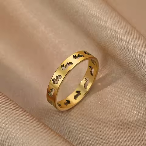 Chandler Rabbit Ring Stainless Steel Custom Band Ring Family Animal Bunny Ring Birthday Party Gifts 