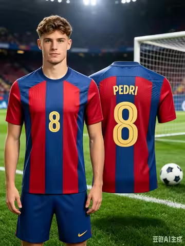 Men Barcelona Pedri No.8 Home Football Jersey, Quick Dry Breathable Soccer Shirt, Football Fans Trai