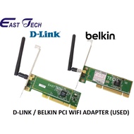 D-LINK DWA-525 DWA520 BELKIN F5D7000 PCI WIFI ADAPTR (USED)