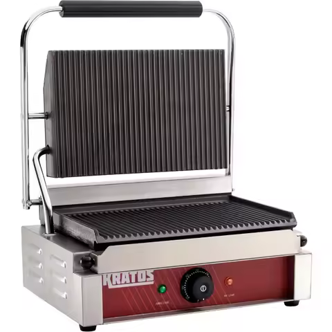 Christmas.Commercial Electric Panini Sandwich Grill with Grooved Plates, 14" x 9" Cooking Surface, C
