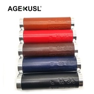 AGEKUSL Bike Grips Vintage Leather Handlebar Grips Double Lock 100mm For Brompton Pikes 3Sixty Folding Bicycle