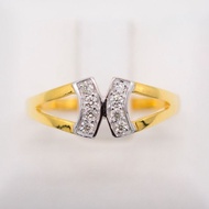 Happy Jewelry แหวนเพชรของแท้ แหวนเพชรแท้ ดีไซน์ดี คล้ายตัว X ทองแท้ 9k 37.5% ME620