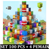 1 Set 100 Pcs + FREE 4 Random Players Minecraft Roblox Block Toys 2 x 2cm original import magnetic b