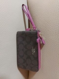 Coach 棕色粉色手拿包