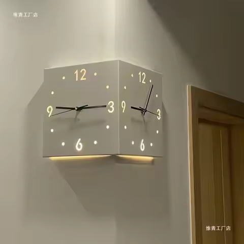 Wall Clock Living Room Creative Simple Modern Wall Clock No Punching Fashionable Square Clock Wall C