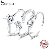 Bamoer 925 Sterling Silver Rings Simple Love Fashion Women Accessories Birthday Gift SCR935