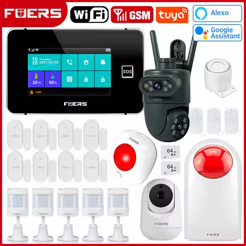FUERS 4.3 Inch TFT Screen Home Security Alarm System G60B WiFi GSM Tuya Smart Temperature Humidity D