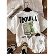 Women's Short Sleeve Crew Neck T-Shirt-Tequila & Lime Graphic Print with Than Relax" Slogan
