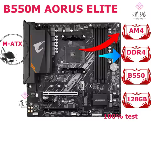 For B550M AORUS ELITE Motherboard 128GB DVI HDMI M.2 AM4 DDR4 Micro ATX B550 Mainboard 100% Tested F