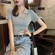 Áo Croptop GIÁ SỐC Áo Polo Nữ Basic Trơn Cộc Tay Freesize MONGTOGHI Mềm Mại Kiểu Tay Ngắn Có Cổ