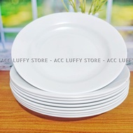 Satu Lusin /12 Pcs Piring Makan Putih Polos - Piring Plastik murah tebal - Piring mkan plastik 23cm