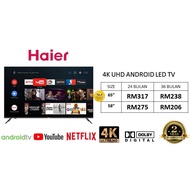 [ ANSURAN MUDAH ] HAIER 65Inch 4K UHD Android TV LED TV YOUTUBE NETFLIX Dolby Vision Dolby Atmos Smart tv