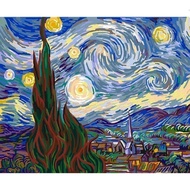 DaDa Art DQ1 Scenery and architecture 40x50cm Van Gogh's starry sky and cypress trees diy oil painti