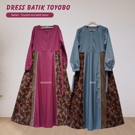 Gamis toyobo batik kombinasi polos- batik 