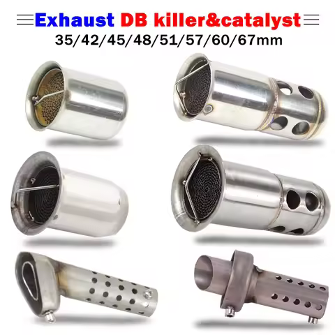35mm 42mm 45mm 48mm 51mm 60mm Motorcycle Exhaust Muffler Catalyst DB Killer Silencer Noise Sound Eli