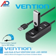 USB Hub 4 Port VENTION VAS-J43-B050 USB 2.0 4Port OTG 0.5Meter BlacK
