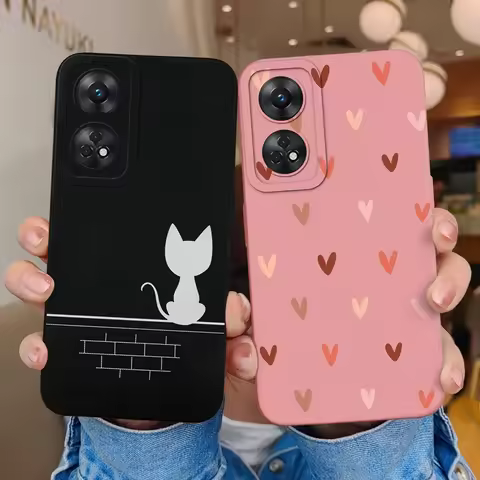 For Oppo Reno 8T 8Z Phone Case Love Heart Camera Protection Soft Liquid Silicone Back Cover For OPPO