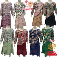 BLISS(2y-9y)Kids Baju Budak Perempuan Raya Baju Kurung Batik Corak Kurung Budak Muslim Raya
