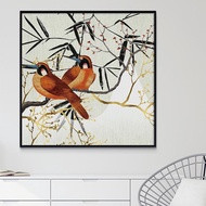 Square couple bird bedroom wall canvas painting -60 x 60cm