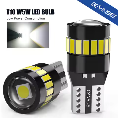 BEVINSEE 2Pcs W5W T10 LED Bulbs CANBUS Lights For Car Parking Position Lights Interior Map Dome Ligh