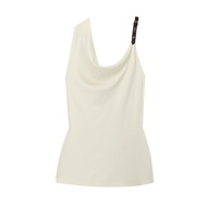 STUDIO UNKNOWN - June Leather Strap Top  เสื้อกล้ามคอถ่วงตกแต่ง สายหนังปรับระดับได้