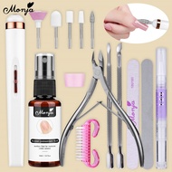 Monja Nail Cuticle Remover Kit Drill Machine File Buffer Pusher Scissors Pre-Treatment Fluid Diy Manicure Tool