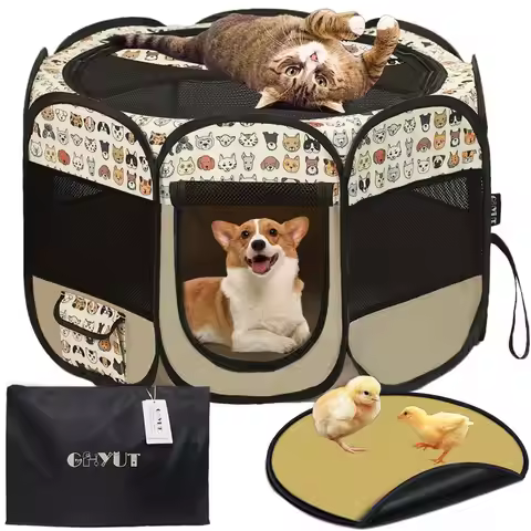 Playpen Waterproof Foldable Pet Play Pens Puppy Playpen Indoor for Puppy Pet Portable Small Animal a