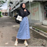 rok jeans span duyung / rok jeans korea style / rok jeans / rok span / rok jeans panjang / rok plisk