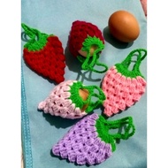 Doorgift (crochet) Bekas @sarung telur kait doorgift strawberry 🍓 (pre-order)