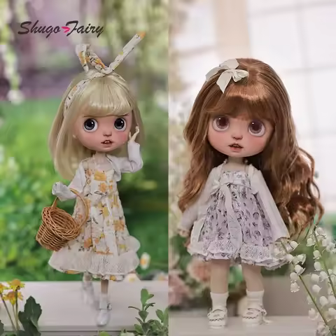 Lime BJD 1/6 Full Set Customized Blythe Choir Big Head Style Ball Jointed Dolls Pink Blue Wig Hat Op