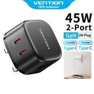 Vention® 45W GaN Dual-Port Fast Charger for Phones & Tablets | PD3.0 Ultra-Compact