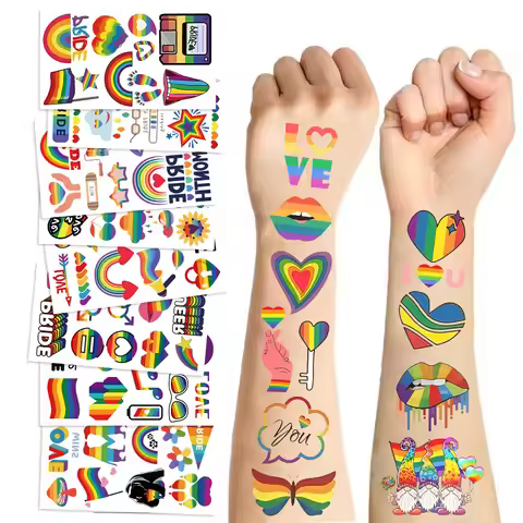10Pcs Sheets of Pride Tattoos, LGBT Pride Face Tattoos Temporary, LGBT Gay Pride Accessories for Par