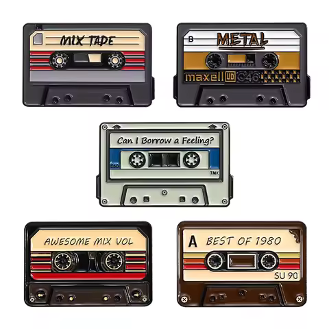 Cassette Tape Series Enamel Pin Custom Best Of 1980 Awesome Mix Vol Brooches Lapel Badge Bag Jewelry