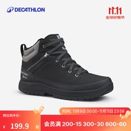 迪卡侬（DECATHLON）保暖棉鞋冬季男东北徒步鞋东北雪地靴男户外防滑防水雪地保暖鞋男 黑色(新老款随机发货) 42