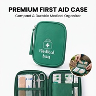 Compact Travel Pouch Med Cross Zip Mesh Pocket Red Green Emergency Kit Home Pack for Daily Carry