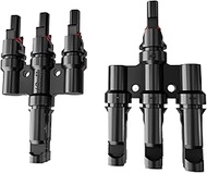 TOMSHIELE Solar Panel Connectors Mc4 3 to 1, 1Pair IP67 Waterproof T-Type PV Connector, 1000V T Junc