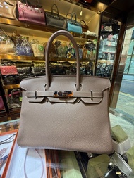 90%新 Hermes Birkin 30 大象灰Togo 銀扣手袋