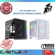 1ST PLAYER VT5 Black White MATX Gaming Casing Tempered Glass 9 Fan Support