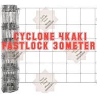 Pagar 4KAKI  CYCLONE FASTLOCK 2.2mm TEBAL WIRE, 30meter, GALVANIZED STEEL TAHAN KARAT