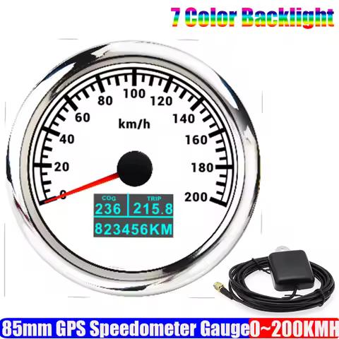 Z 0-200KMH 85MM GPS Speedometer Gauge with GPS Antenna 7 Color Backlight COG TRIP Mileage Odometer f