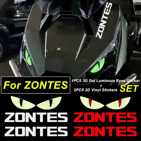 For ZONTES 368G 703F 703RR 350E 350D T310 3D Gel Luminous Devil Eyes Motorcycle Stickers With 2 PCS 