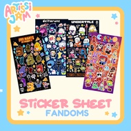 [ARTISSIJAM] Fandom Deco | Glitter Stickers Sheet | FNAF, Undertale, Deltarune, TADC