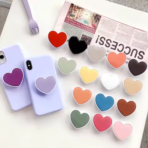Universal Heart Shaped Phone Socket Holder Finger Grip Bracket Support Telephone for IPhone 15 14 13
