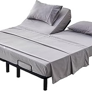Kingnex Split Top King Sheets Sets for Adjustable Bed 4 Pieces Include 1 36-39 Split from Top Flex H