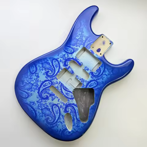 ST Style Guitar Body, Alder Wood Blue Paisley Finish, Solid Body Electric Guitar Replacement Part
