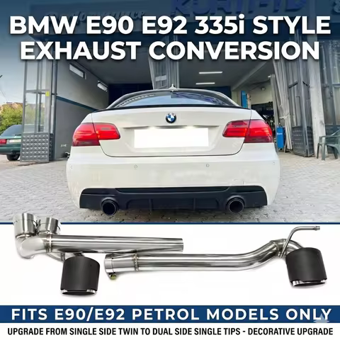 Dual Exit Muffler Tip For BMW E90 E92 2006-2012 325i 330i 328i, 335i Style Conversion Exhaust Pipe 3