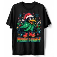 Merry F-Caw-F Christmas Crow Bird Funny Sarcastic Holiday T-Shirt, Novelty Tee