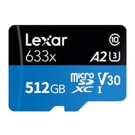 Lexar 雷克沙 633X Micro SD XC 512GB tf Card A2 U3 class 10 V30 高耐久度 4K影片 車Cam IP Cam 記憶卡  512 GB